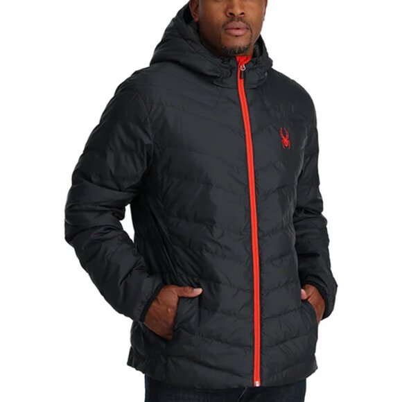 NWT Spyder Men's Peak Synthetic Down Jacket Black | Packable Puffer Coat OMSP140 - Picture 2 of 10